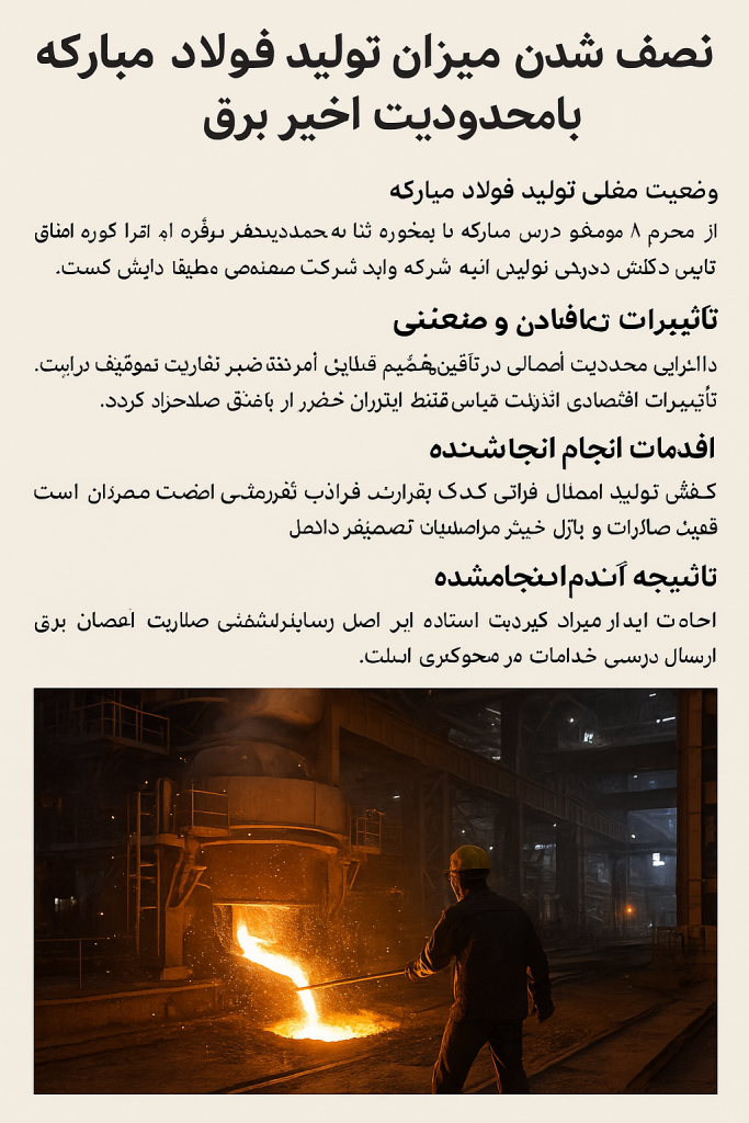 نصف شدن میزان تولید فولاد مبارکه