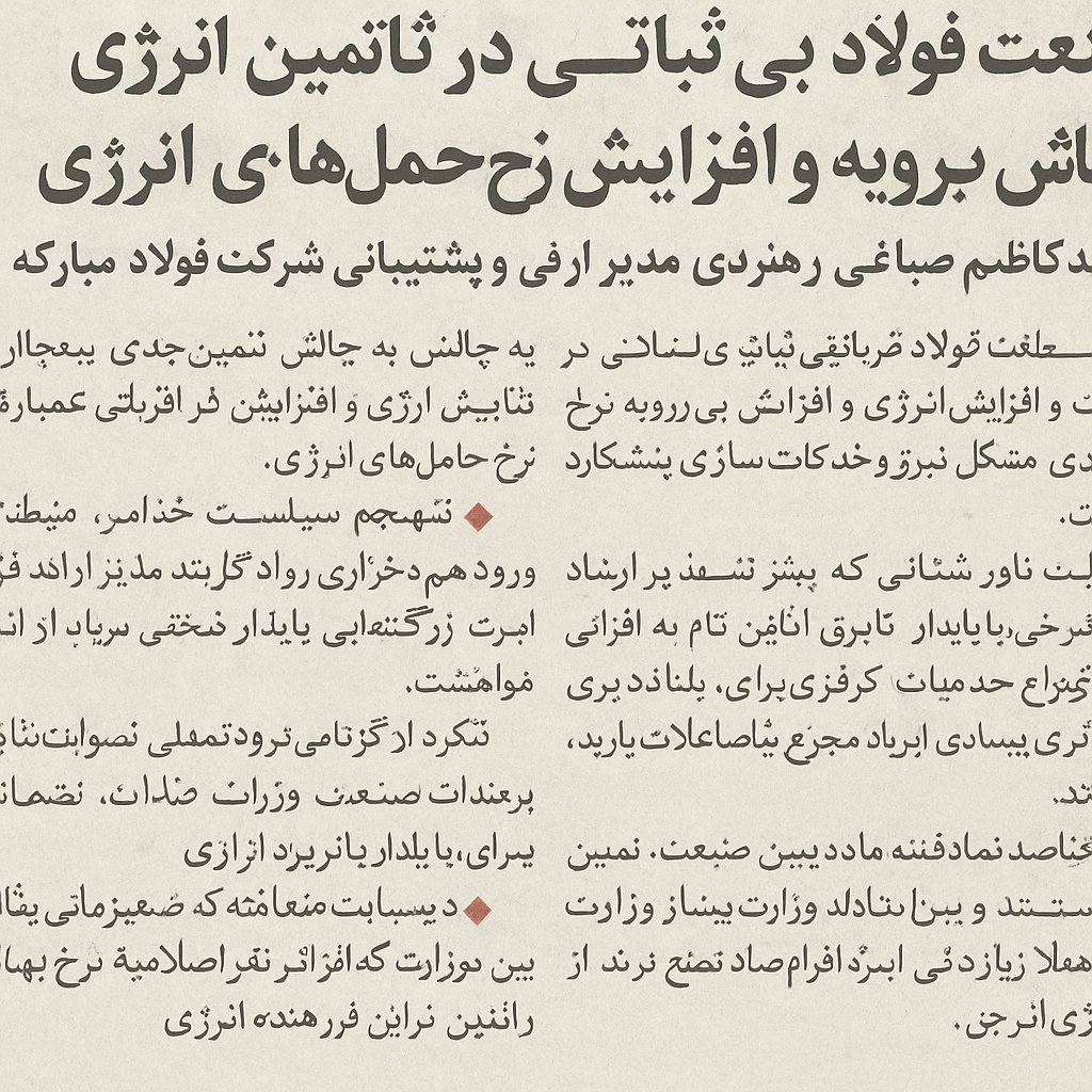 صنعت فولاد قربانی بی‌ثباتی در تأمین انرژی